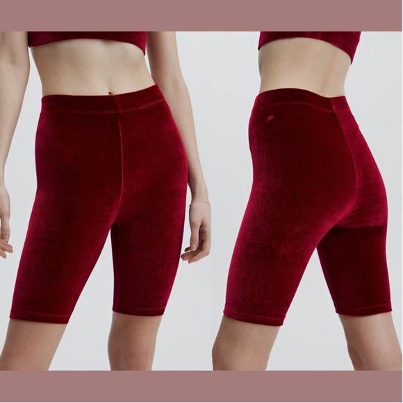 Fabletics Pants - NWT $50 Fabletics [ Medium 8 ] High Waisted Velour 9'' Short in Cherry‎ Red